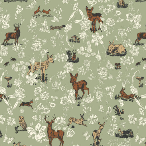 Bambi and Flowers  Mint - PWNL060.MINT