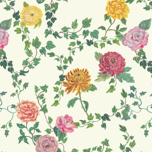 Ivy and Flowers  Cream - PWNL064.CREAM