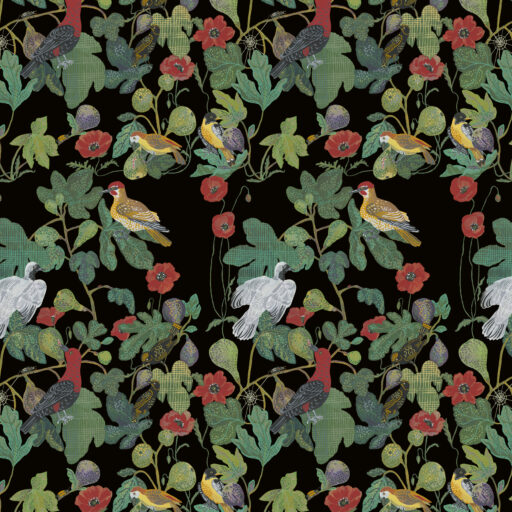 Birds in the Fig Tree  Black - PWNL070.BLACK