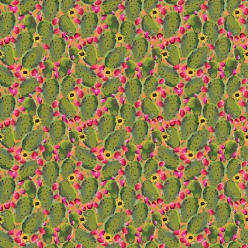 Cactus and Flowers - Green - 1185-64