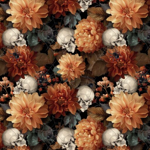 Floral and Skulls - Spice - 1248-35