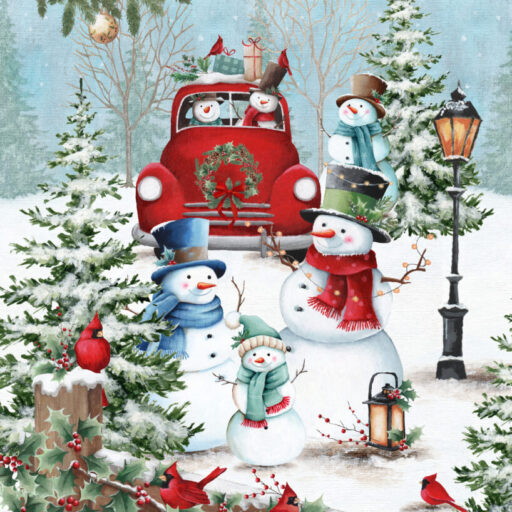 Red Truck & Snowman Panel - Multi - 1369PH-70