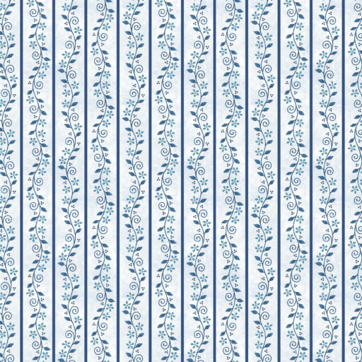Floral Stripe - Pale Blue - 3103-17