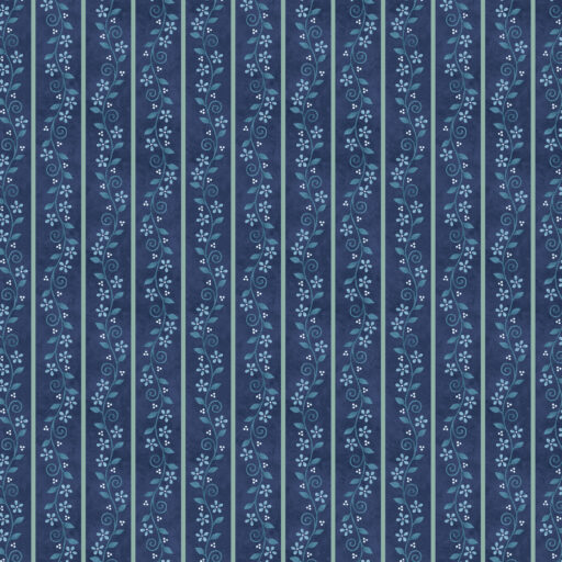 Floral Stripe - Indigo - 3103-77