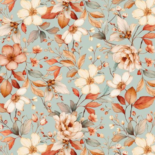 Medium Floral Toss - Spa Blue - 3756-17
