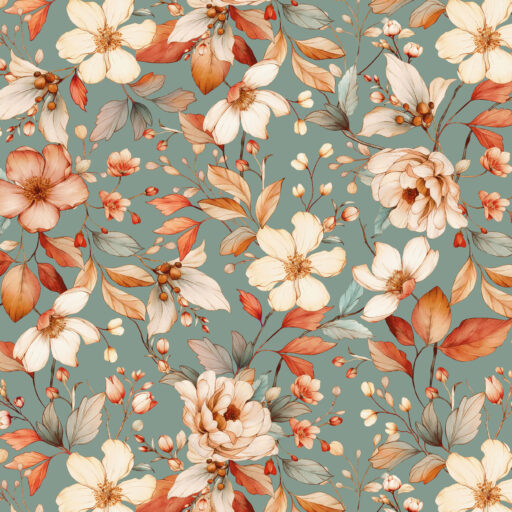 Medium Floral Toss - Slate Blue - 3756-77
