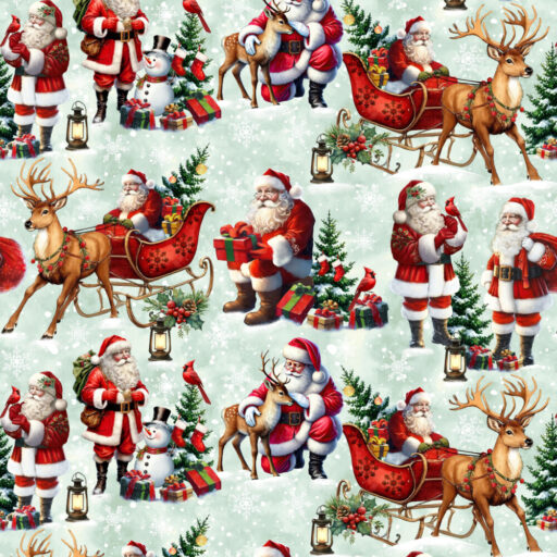 Santa Vignettes - Light Teal - 3803-17