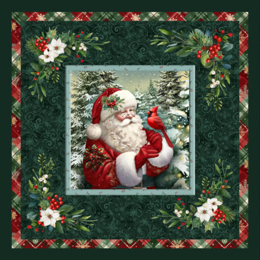 Santa Pillow Panel - Teal - 3805PH-66