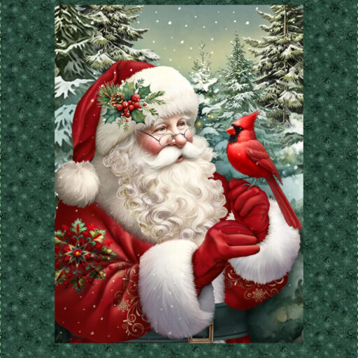 Santa & Friends Panel - Teal - 3806PH-66