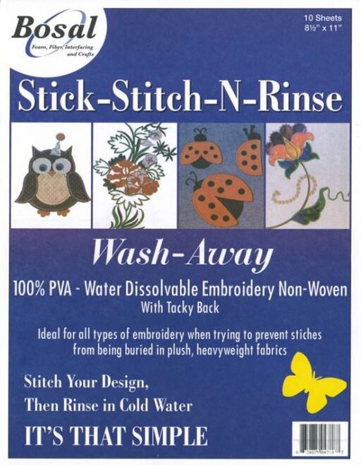67.471.8  Bosal stick-stitch-n-rinse – water dissolvable embroidery