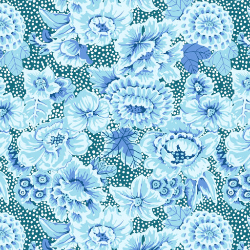 Floral With Dots  Blue - CLGP003.BLUE