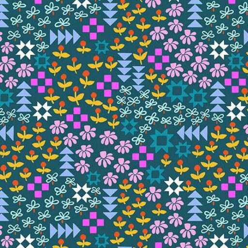 Patchwork and Petals - Midnight Teal - 10614-T