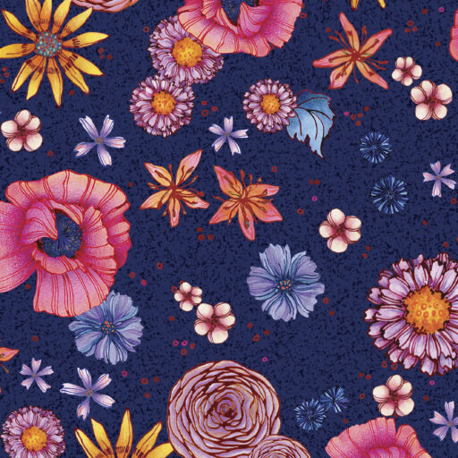 Large Floral - Navy - T130-008-756