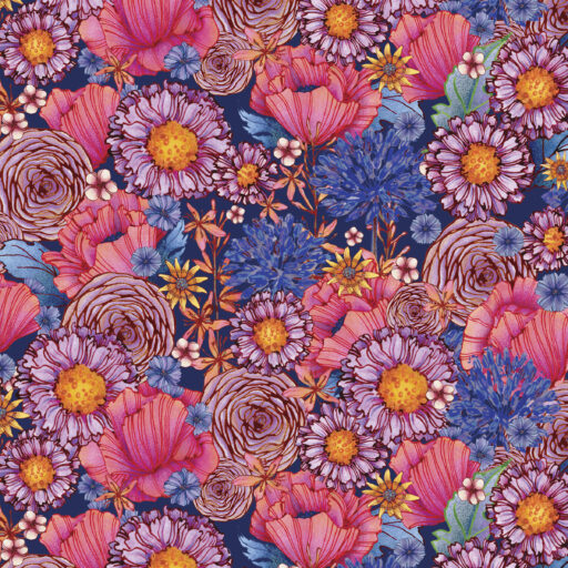 Packed Floral - Navy - T130-009-757