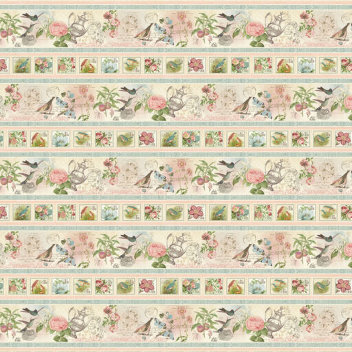 Botanical Tea Border Stripe - Multi - W130-045-175