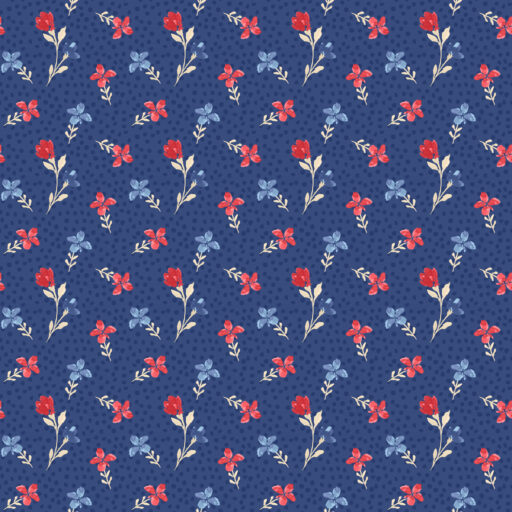 Small Floral - Dk Blue - W170-006-757